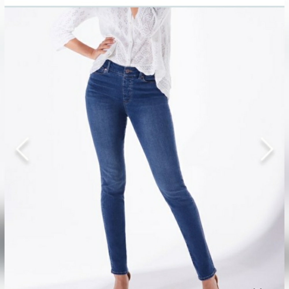 NEW! Soft Surroundings Pull-up Straight Leg  Medium Wash Jeans, Size: PM